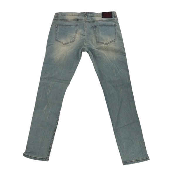 Serenede Skinny White Black Stripe Destroyed Denim Jeans Size 40 Men’s - Picture 3 of 7